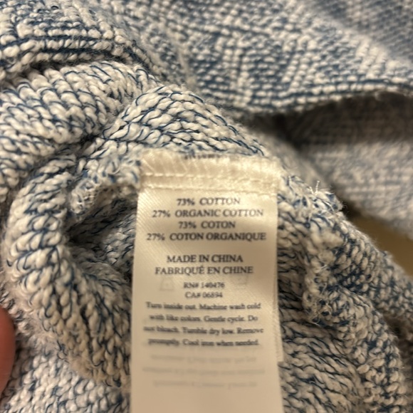 Faherty Whitewater Hoodie Baja Sweatshirt Womens White Blue Textured Terry - Picture 5 of 5